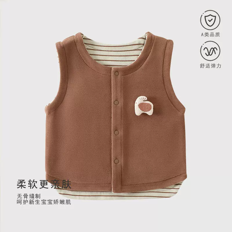 宝宝马甲婴儿背心加绒加厚男女宝宝保暖打底坎肩百搭外穿背心新生