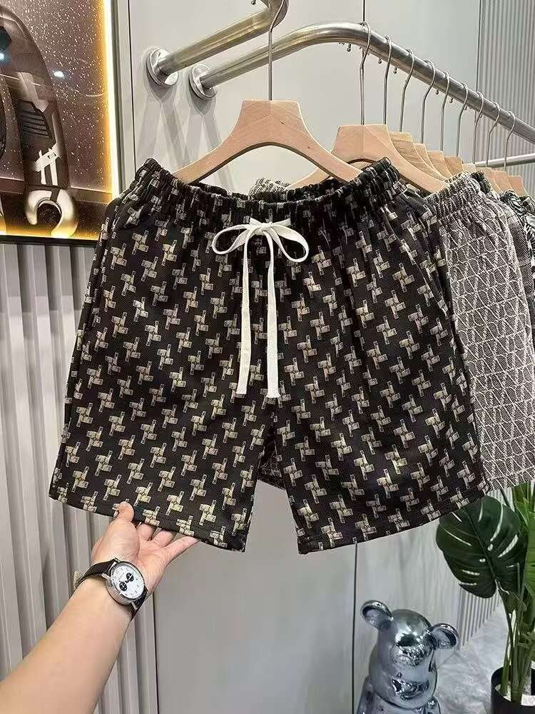 Men's Light Luxury Print Casual 5-Pocket Shorts Quick Dry Skin Friendly Summer Outdoor Beach Wear_viptrois.com