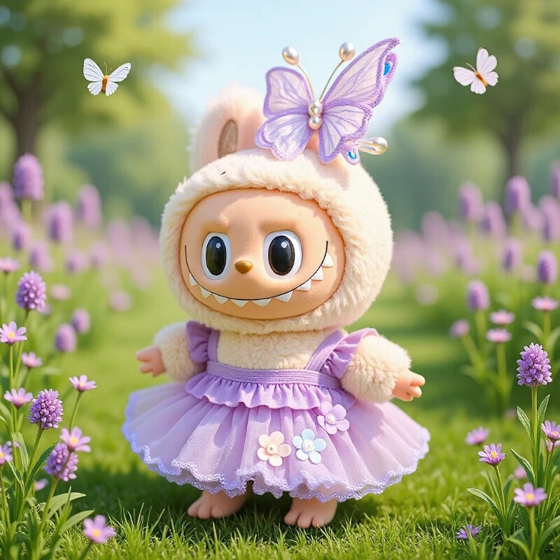 Suitable for 17cm Labubu Doll Accessories, Purple Butterfly Fairy Dress, Doll Dress-Up