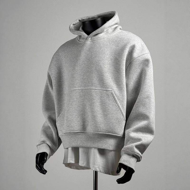 Trendy Brand 450g Heavyweight American Cleanfit Short Silhouette Hooded Sweatshirt for Men and Women Loose Thickeneded Hoodie Jacket