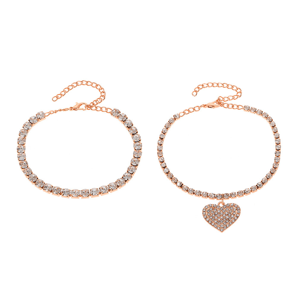 Spring&Summer Season Wholesale Jewelry Elegant Retro Heart Shape Alloy Rhinestones Anklet