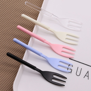 Disposable cake fork individually packaged round handle three-tooth fork thickened fruit fork 10cm dessert snack win new
