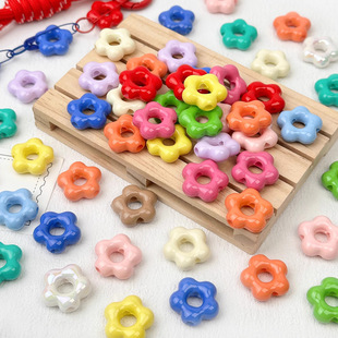 Multicolor Acrylic Cut Out Flower Bag Bead Ring Handmade DIY Beaded Beads Bracelet Necklace Jewelry Accessories Material