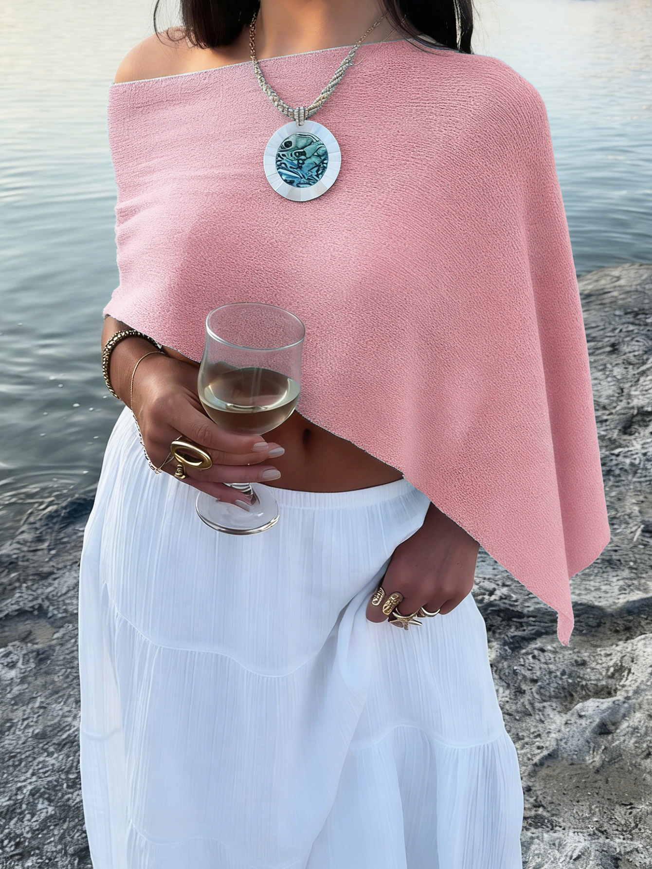 Breathable Knitted Boho Chic Cape Top For Women - Lightweight Summer Cover-Up With Sheer Elegance (S/M/L/XL) - Casual Beachwear & Daily Layering_voghion.com
