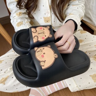 Summer Korean Style New Slippers Simple Comfortable Cartoon Couple Home Student Dormitory Soft Bottom Slippers