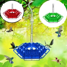 Hummingbird Feeder 悬挂式红色六边形带钩蜂鸟喂食器花园喂鸟器