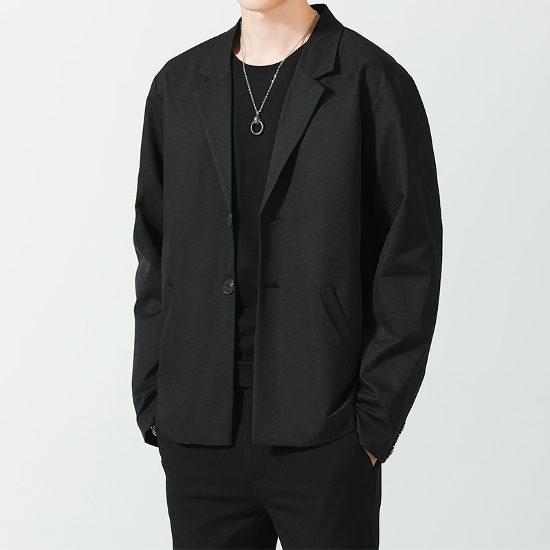 2025春秋季休闲西装外套男日系宽松版纯色休闲西服男士小西装新款