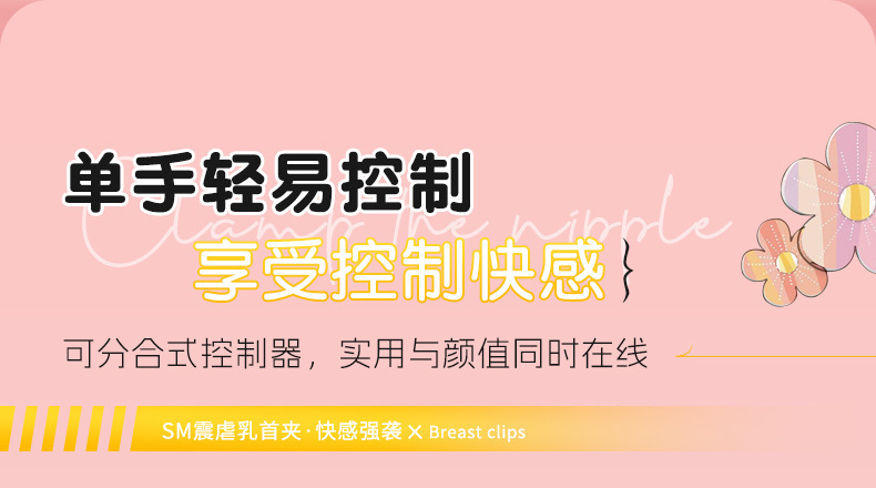Vibrating Nipple Clamps with Remote Control, USB Rechargeable SM Couple Toy — detail image 7