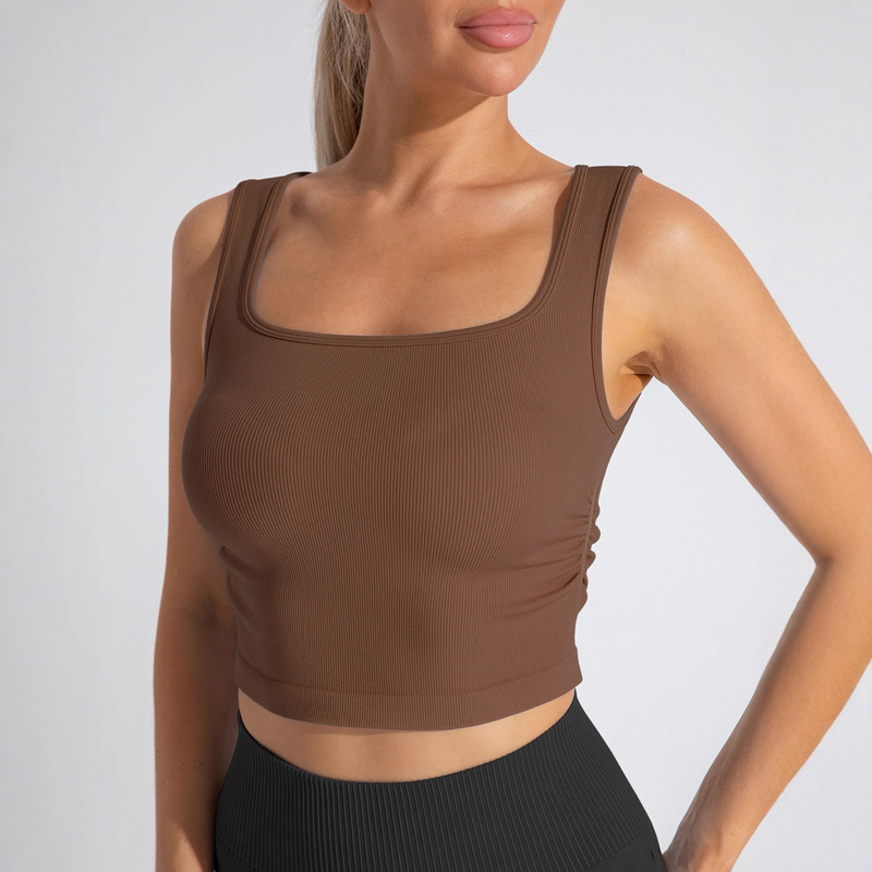 Sexy Sports U-Neck Sleeveless Pleated Bottoming Vest Can Be Worn Outside Slim Yoga Running Vest Bottoming Top for Women Sexy Sports U-Neck Sleeveless Pleated Bottoming Vest Can Be Worn Outside Slim Yoga Running Vest Bottoming Top for Women