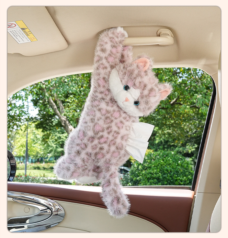 Cartoon Car Tissue Box, Cute Cat Car Tissue Hanging Bag, Creative Doll Car Hanging Tissue Box
