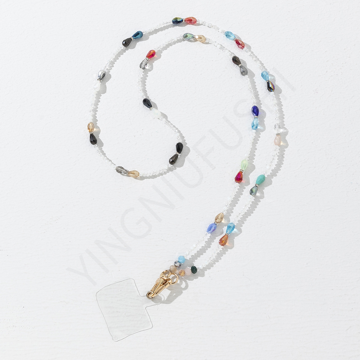 56g Weight Mobile Phone Chain Classification 1 Piece Quantity Glass Material Geometric Pattern Cute, Modern Style Style Beaded Craft Cute Modern Style Geometric Glass Beaded Mobile Phone Chain 7