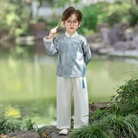 Детский костюм Hanfu Boy Tangchang Весенний осенний стиль для девочек Новый китайский костюм для учащихся начальной школы