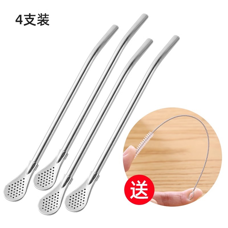 물방울 숟가락 빨대 4 짚 청소 브러시 4