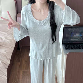 HY2870# 春夏新款情侣居家睡衣莫代尔休闲时尚家居服套装
