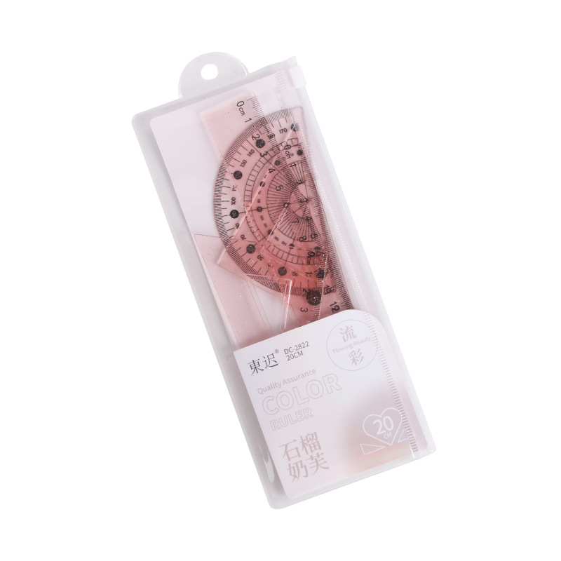 Juego de cuatro piezas de regla de flujo creativo, regla de alto valor 20cm, regla especial para estudiantes de escuela primaria, papelería triangular al por mayor