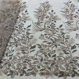重工高定系列奢华婚纱礼服时装派对晚宴服装布面料多彩亮片珠管绣