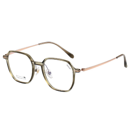 T18900 minimalist and elegant ultra-light TR half-titanium popular model large face polygonal frame glasses for prescription, wholesale