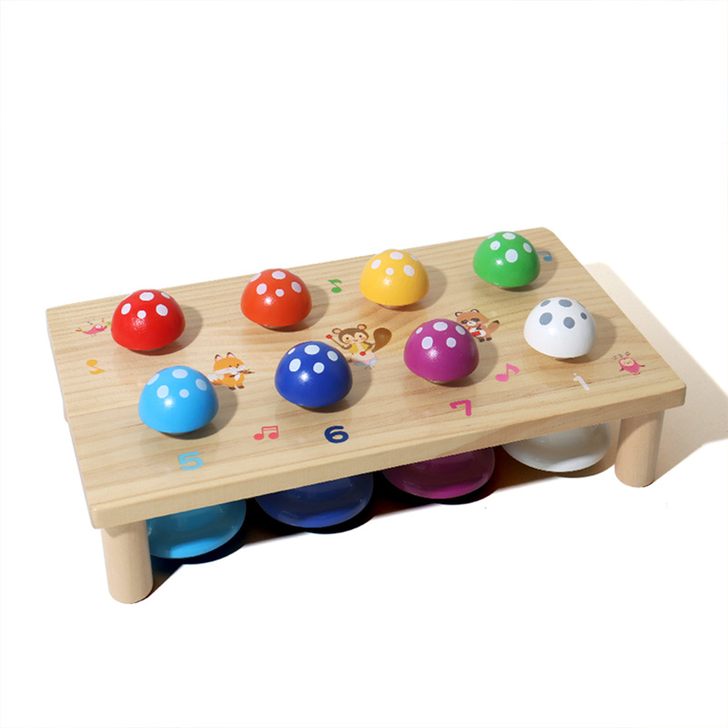 Melodía creativa para niños Campana de ocho tonos Prensa manual para niños Mushroom Color Music Festival Ensayo Instrumentos musicales Juguetes al por mayor