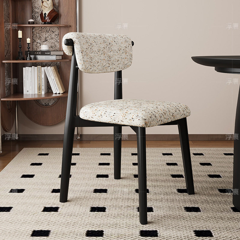 Silla de comedor de madera maciza, cuero de microfibra, restaurante doméstico, silla trasera de tela de algodón y lino, mesa y silla de comedor de hotel, taburete, silla duradera
