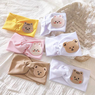 Ins Korean cute bear baby marinated door hair band headdress newborn baby boys and girls head covering fontanelle brain hat