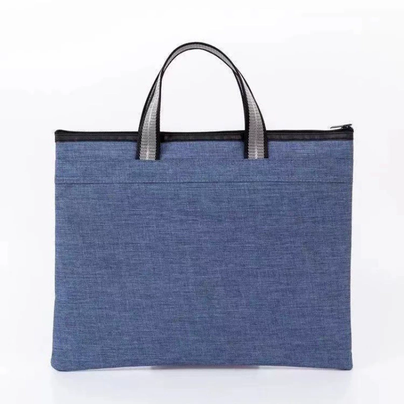 Handheld capacious cloth bag for documents with zipper, files bag for folders