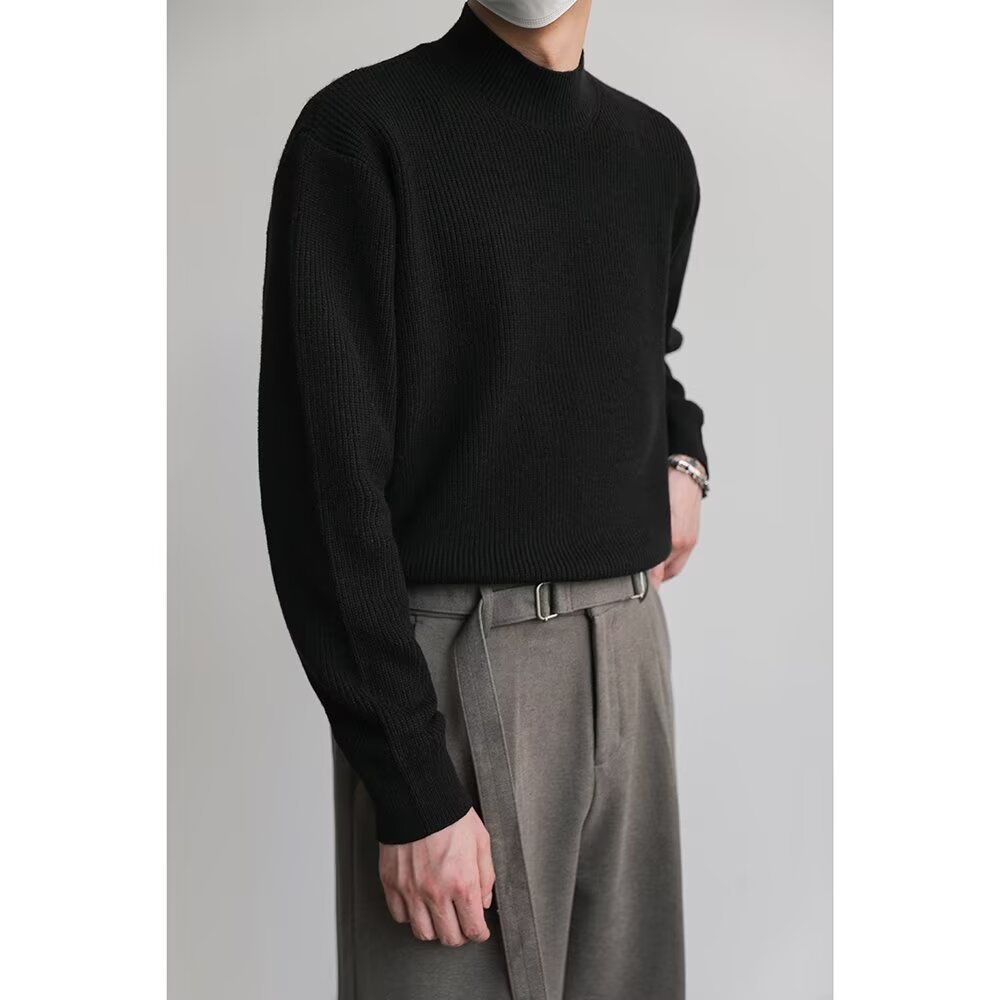 Retro fashionable knitted trend solid color sweater