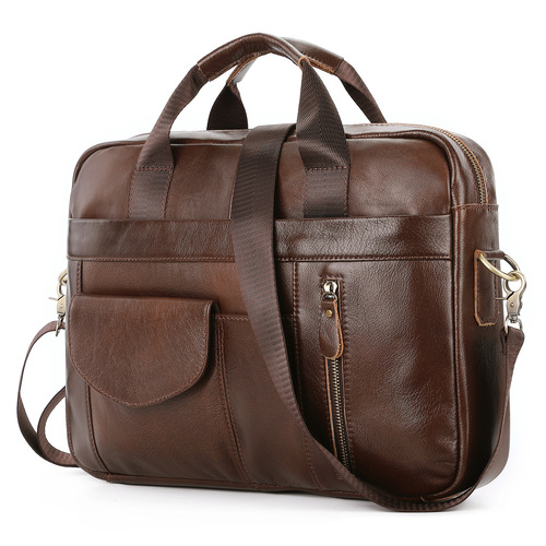 Men's briefcase business men's bag first layer cowhide laptop bag men's shoulder crossbody large bag wholesale