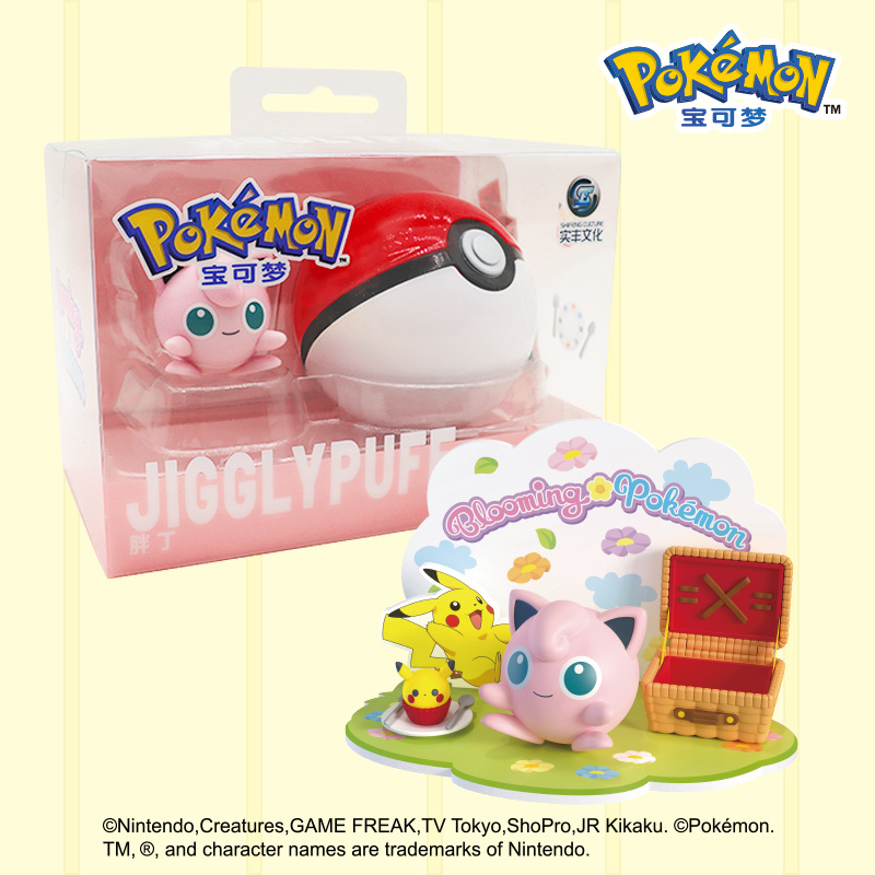 Pokémon auténtico mascota elfo bola escena decoración caja ciega modelo de muñeca Pikachu juguetes hechos a mano mayorista