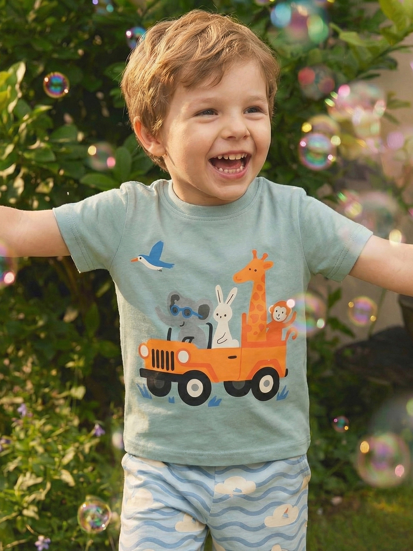 summer children's short sleeve T-shirt for boys with a round collar