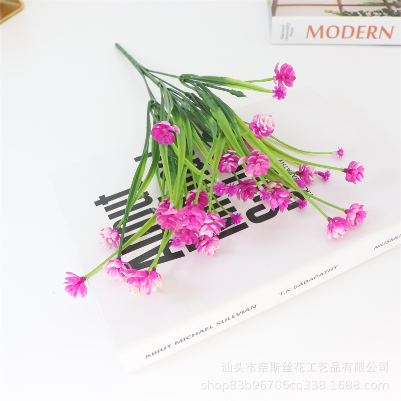 Planta verde artificial transfronteriza 7 Tenedor Hierba de primavera Camelia hierba de agua orquídea estrellado decoración de flores artificiales arreglo de flores en maceta