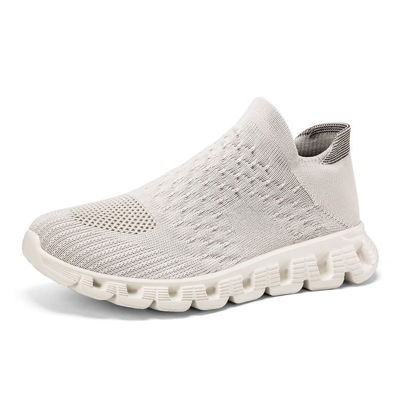 Primavera nuevos zapatos de calcetines de tejido volador para hombres y mujeres, zapatos deportivos de mujer elásticos ligeros y suaves, zapatos de pareja grandes para hombres