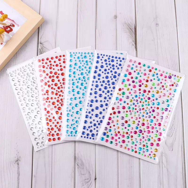 幼儿园儿童手账绘画DIY单颗亚克力迷你背胶创意个性水晶钻贴纸