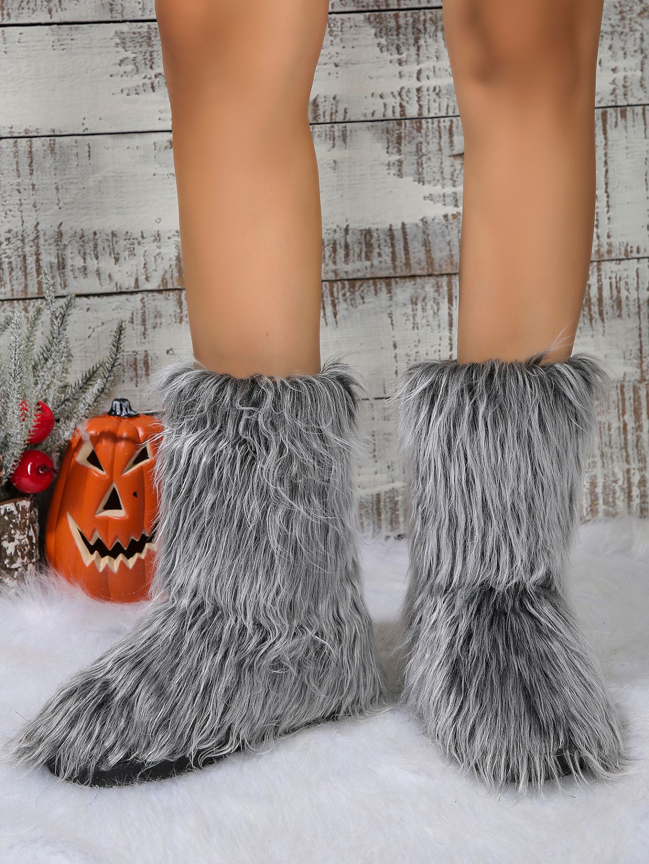 Damesko 2024 varme snøstøvler dame vinter 43 stor størrelse pluss fløyelsstøvler med tykk bunn og plysj mellomlange rør_voghion.com