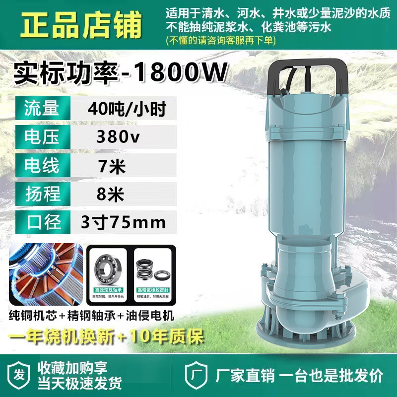 Shanghai auténtica bomba sumergible 220V bomba de agua de gran calibre 3 pulgadas 4 pulgadas sin escobillas de alto flujo de elevación bomba de agua