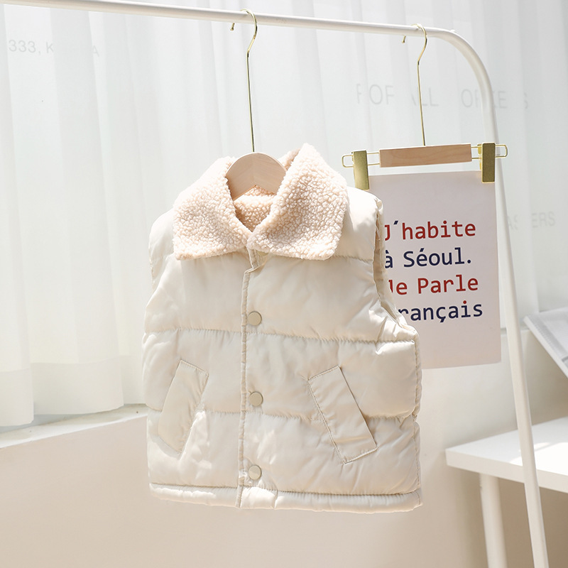 Chaleco de algodón para niños con forro polar para niños y niñas Chaleco de ropa exterior para niños mediano y grandes chaleco protector para niños Otoño e Invierno Nuevo