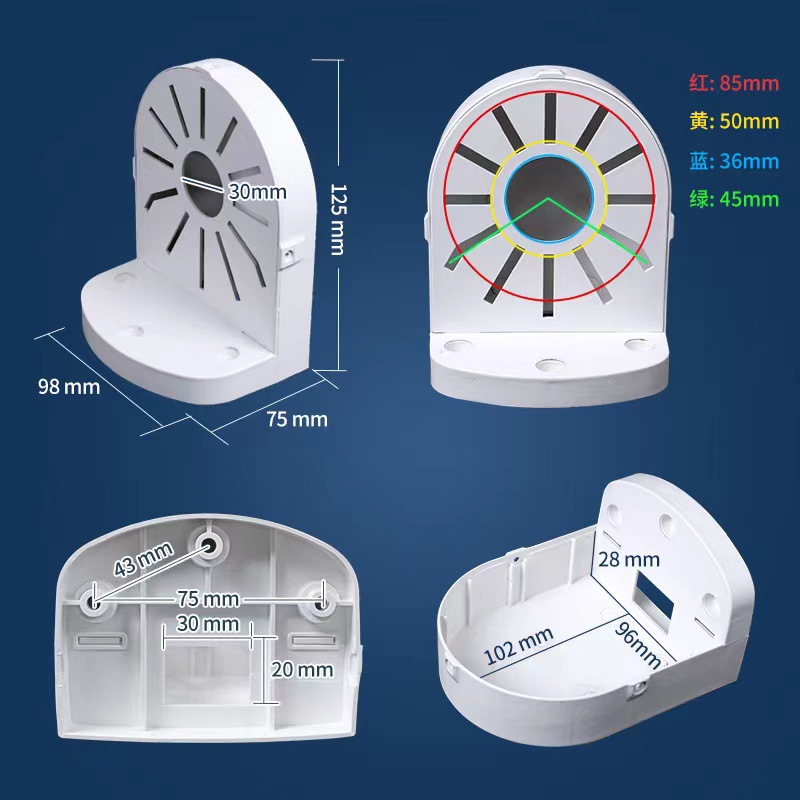 Fábrica al por mayor de 2,5 pulgadas universal monitoreo hemisferio soporte montado en la pared Concha ABS Cámara hemisferio soporte