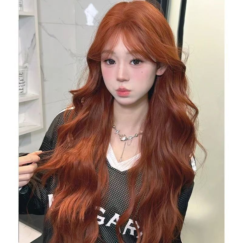 American-Style Big Orange Dopamine Wig for Women with Big Waves, Sweet and Cool Girl Group Style, Realistic Human Hair Wig American-Style Big Orange Dopamine Wig for Women with Big Waves, Sweet and Cool Girl Group Style, Realistic Human Hair Wig