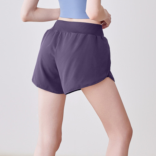 Women's Quick-Dry Two-Piece Athletic Shorts with Breathable Anti-Flash Side Pockets for Running, Fitness, and Yoga