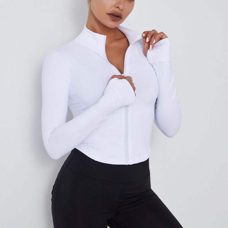 Professional Yoga Sports Autumn and Winter Coat Women's Quick-drying Tight-fitting Zipper Vertical Collar Long-sleeved Internet-famous Fitness Clothes Jacket Top