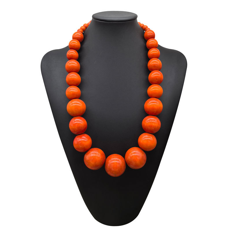 クロスボーダー新品木ボール単層手作りビーズネックレスレディース多色卸necklace wood|undefined