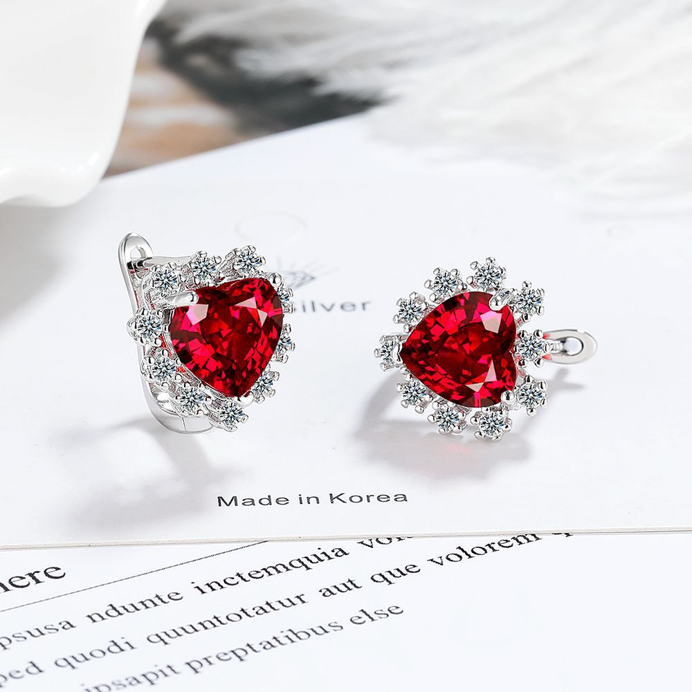 Heart Shape Pattern 1 Pair Simple Style Shiny Heart Shape Inlay Copper Zircon White Gold Plated Earrings