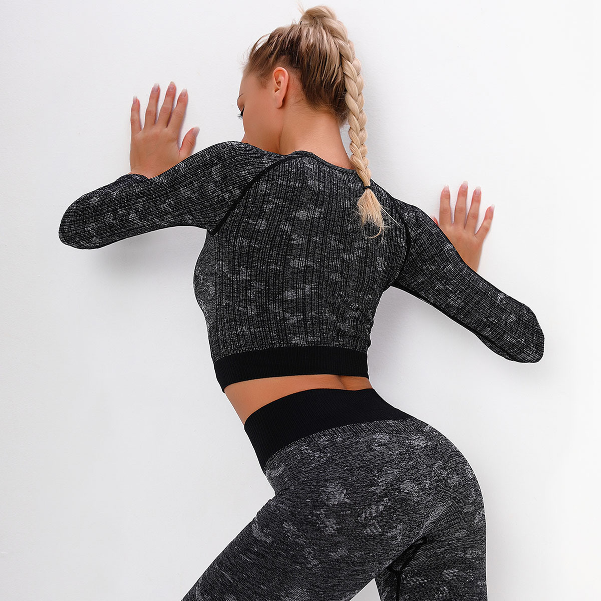 seamless knitted quick-drying long-sleeved running yoga wear NSLX9039