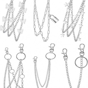 European and American Cross-Border Hot-Selling Six-Piece Trouser Chain Simple Metal Butterfly Padlock Versatile Pendant Trendyy Body Chain
