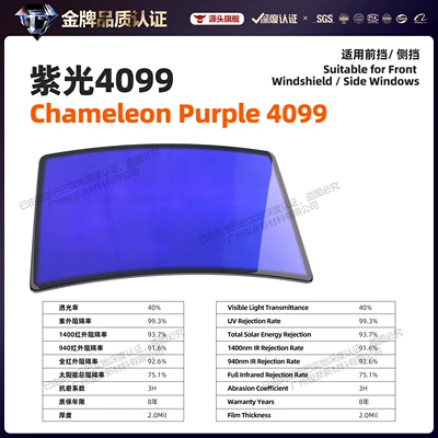 Automotive Film – Window Glass Insulation Film Sunscreen - 152m-17m-front-block-size-purple-light-4099