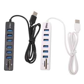 1米USB2.0HUB USB6+2多功能读卡器 高速传输 SD TF +6口USB HUB