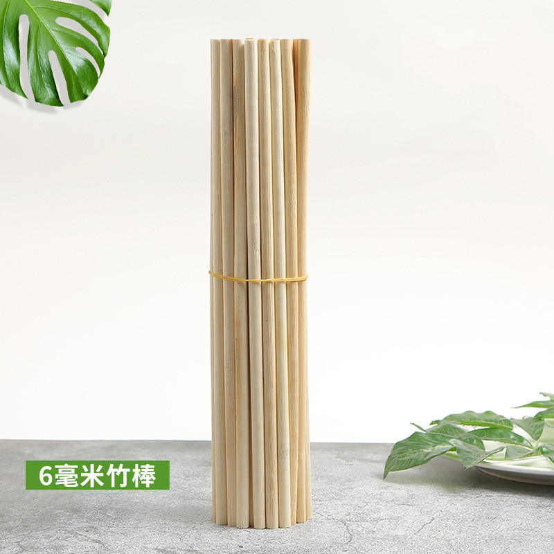 Factory supply diameter 6mm bamboo stick flat head bamboo stick DIY fan handle wig stick round material export quality