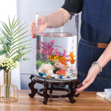 大号小型小号玻璃鱼缸客厅家用落地高圆柱圆形直筒竖高立体水族箱