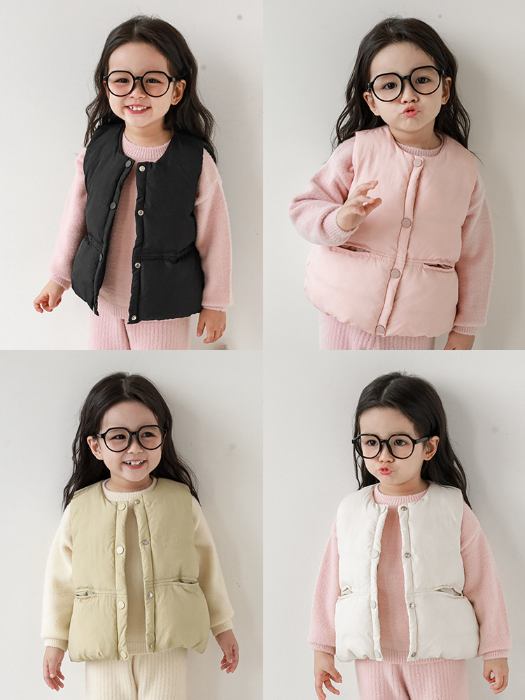 Chaleco de Algodón Cálido y Elegante para Niñas Qiuduo, Nuevo Modelo de Invierno 2025, Chaleco Informal Versátil para Niños, Abrigo Grueso para Bebés
