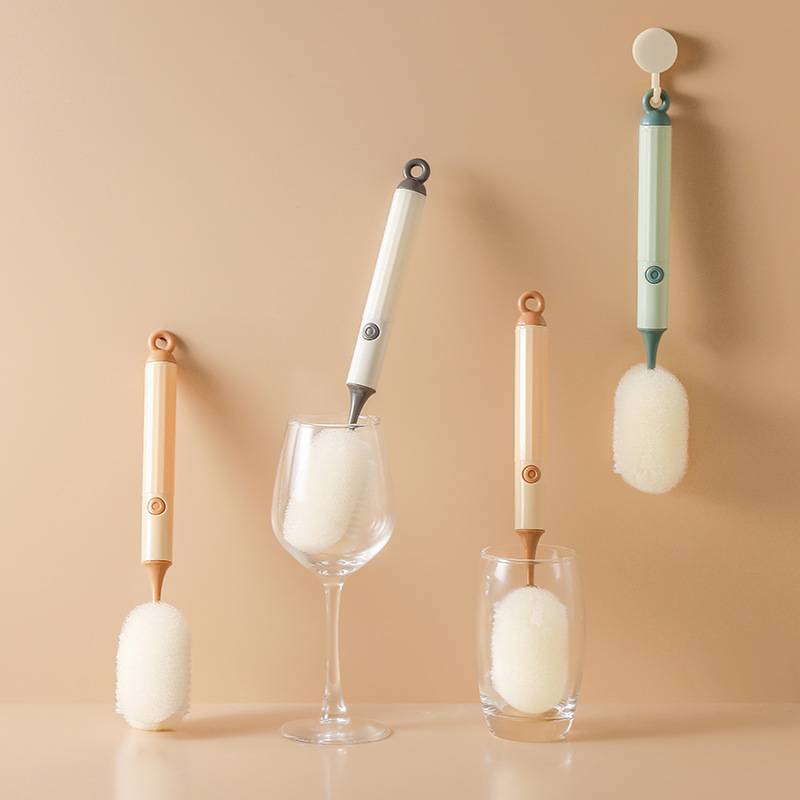 Cepillo de taza de limpieza para el hogar simple de estilo nórdico, almacenamiento de suspensión, manchas de limpieza suaves y duras, cepillo de taza de mango largo al por mayor