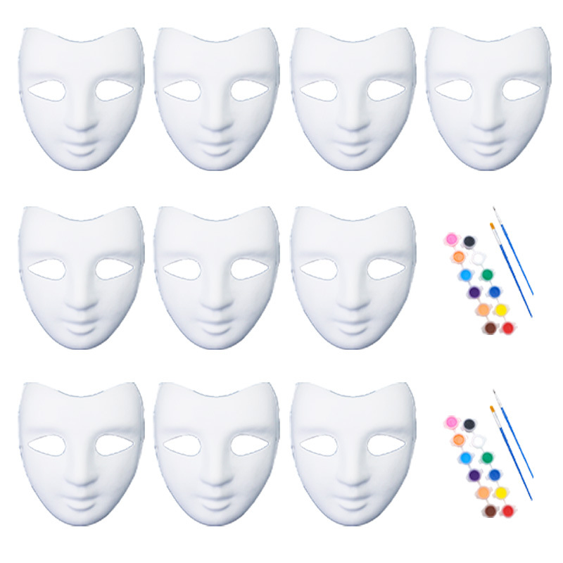 Amazon máscara de embrión blanco de venta en caliente máscara de pulpa DIY día de los niños dibujo padre-hijo props hechos a mano